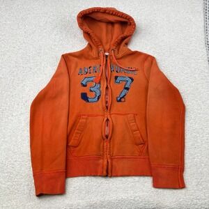 Abercrombie & Fitch Muscle Fit Hoodie Burnt Orange Y2K Zip Sweatshirt M Stitched